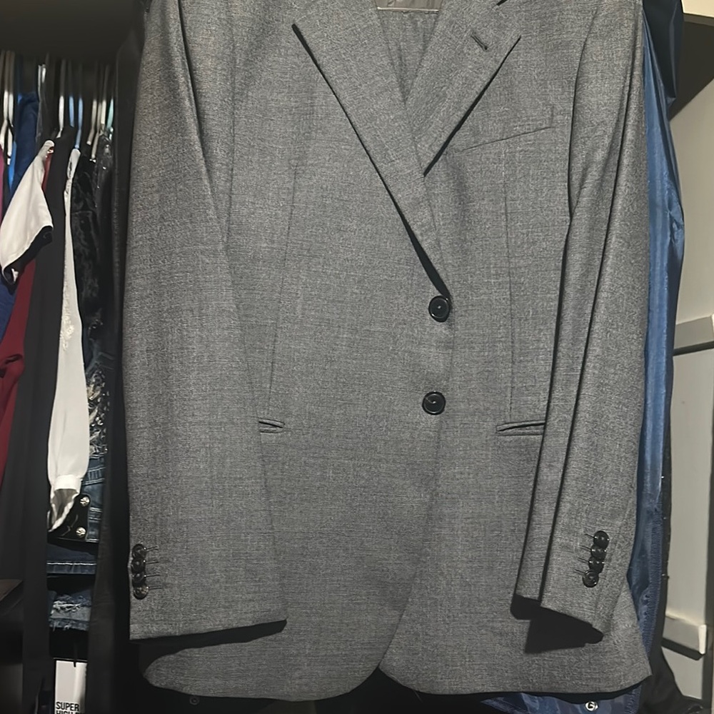 Giorgio Armani Gray Suit Classic Notched Lapel